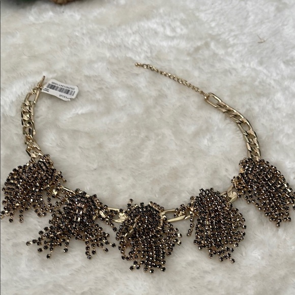Huge Rhinestone Statement Necklace INC Brand in BlackTone Metal Waterfall Design - Picture 6 of 6